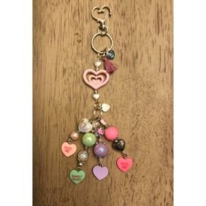 Candy Heart Beaded Keychain Charm | Y2K Girly Purse Charm